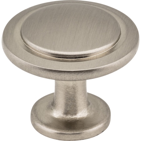 Elements 1-1/4" Diameter Satin Nickel Round Button Gatsby Cabinet Knob 3960-SN